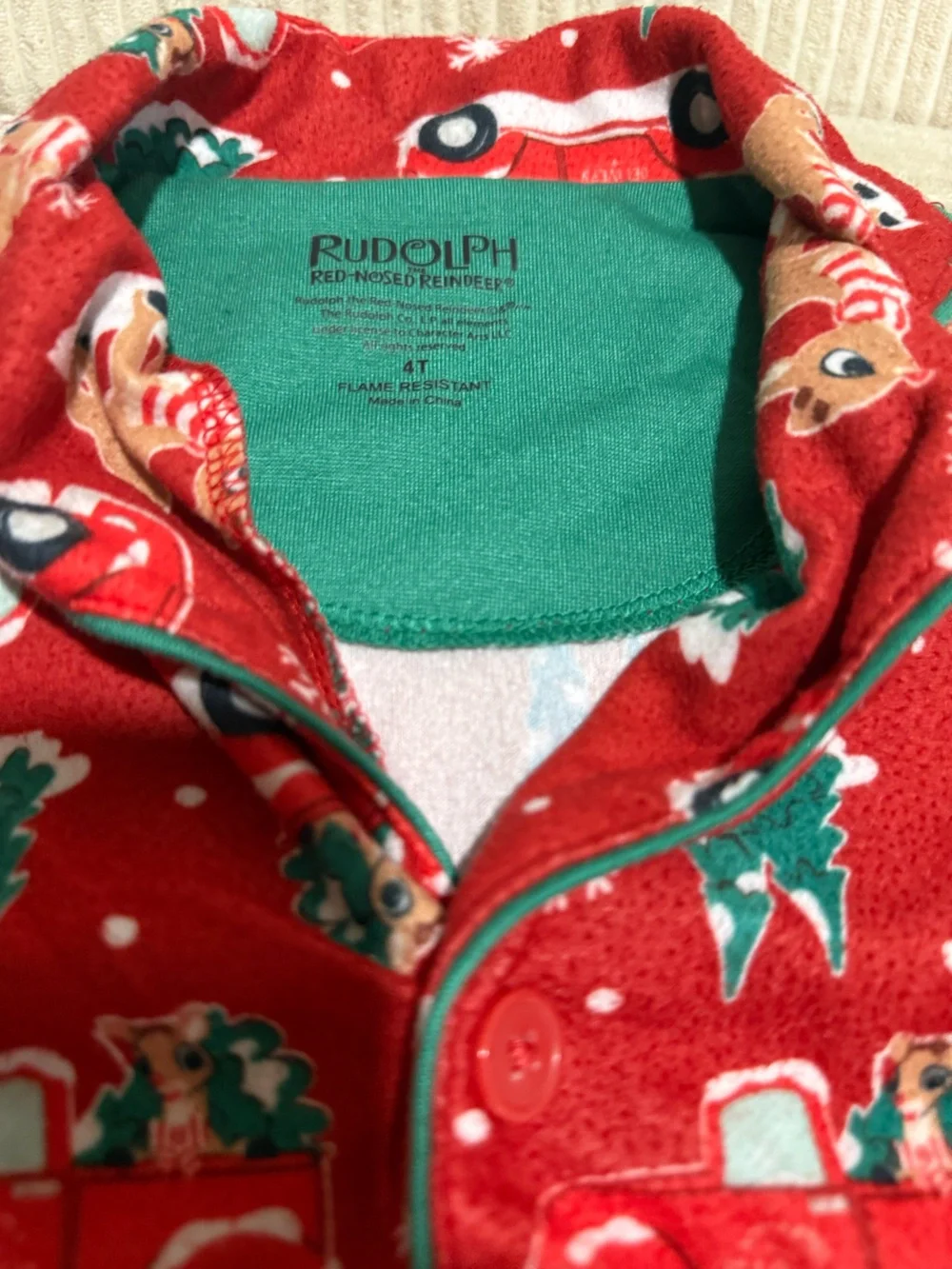 Kids Red Holiday Truck & Reindeer Pajama Set - Cozy Two-Piece